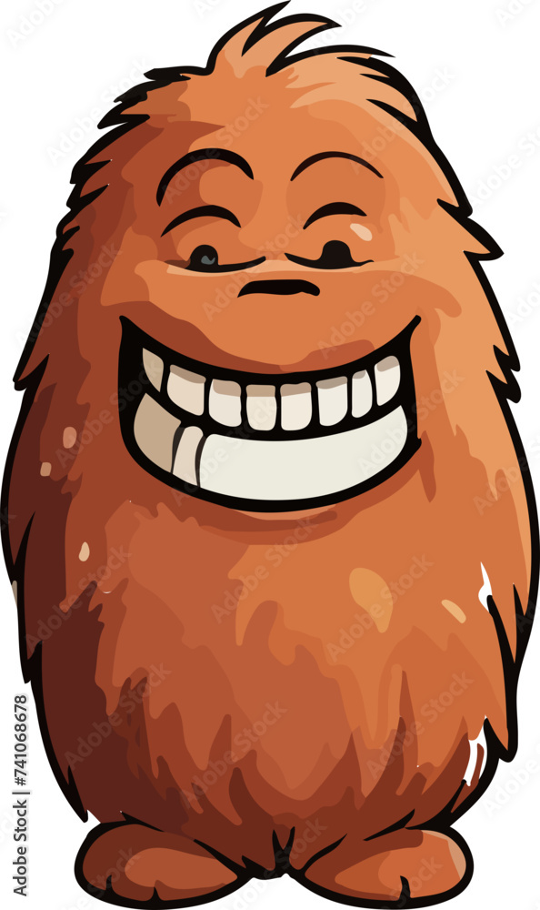 Gleeful Monster Cartoon Yeti Creature with a Big Smile Gleeful Monster Cartoon Yeti Creature with a Big Smile