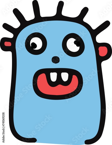 A playful and cute cartoon monster with a wavy outline and a big, infectious smile, perfect for children's themes.