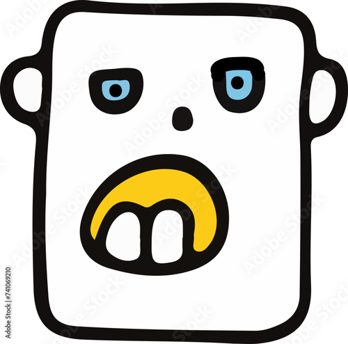 A playful and cute cartoon monster with a wavy outline and a big, infectious smile, perfect for children's themes.
