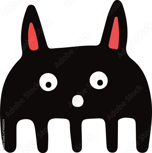 A playful and cute cartoon monster with a wavy outline and a big, infectious smile, perfect for children's themes.