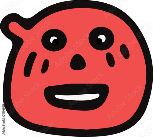 A playful and cute cartoon monster with a wavy outline and a big, infectious smile, perfect for children's themes.