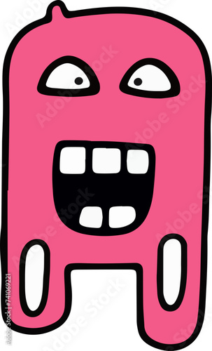 A playful and cute cartoon monster with a wavy outline and a big, infectious smile, perfect for children's themes.