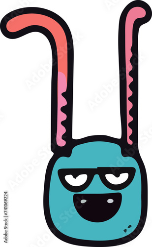 A playful and cute cartoon monster with a wavy outline and a big, infectious smile, perfect for children's themes.