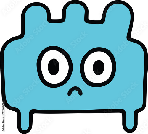 A playful and cute cartoon monster with a wavy outline and a big, infectious smile, perfect for children's themes.