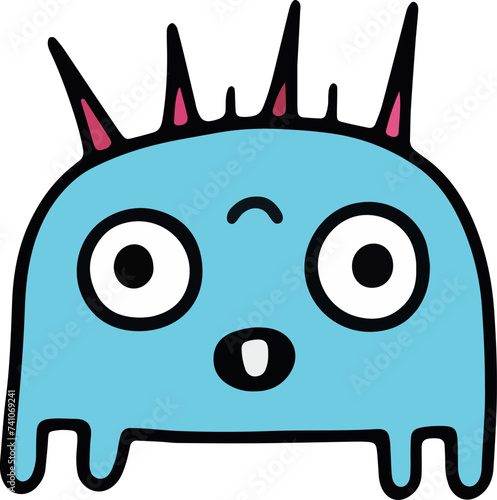 A playful and cute cartoon monster with a wavy outline and a big, infectious smile, perfect for children's themes.