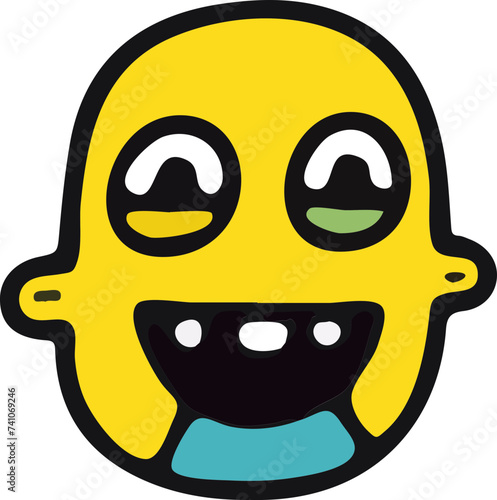 A playful and cute cartoon monster with a wavy outline and a big, infectious smile, perfect for children's themes.