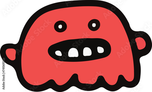 A playful and cute cartoon monster with a wavy outline and a big, infectious smile, perfect for children's themes.