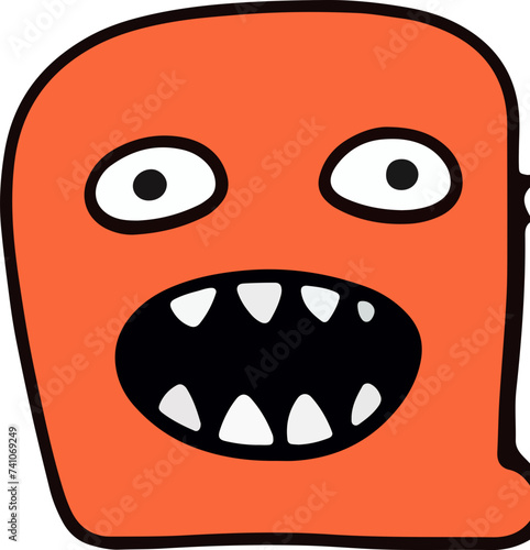 A playful and cute cartoon monster with a wavy outline and a big, infectious smile, perfect for children's themes.