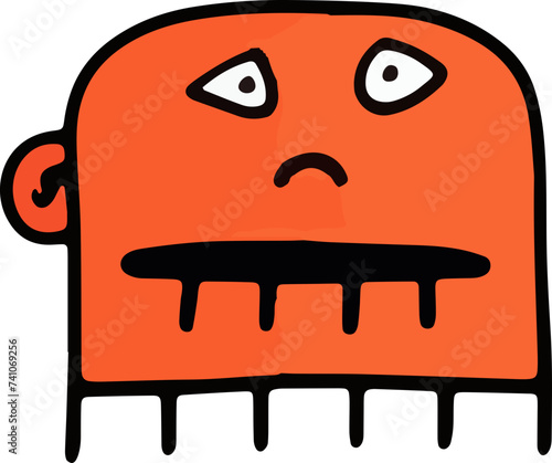 A playful and cute cartoon monster with a wavy outline and a big, infectious smile, perfect for children's themes.