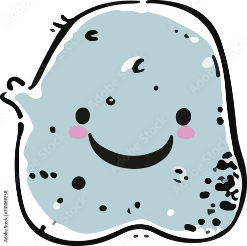 A playful and cute cartoon monster with a wavy outline and a big, infectious smile, perfect for children's themes.