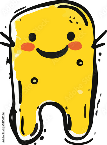 A playful and cute cartoon monster with a wavy outline and a big, infectious smile, perfect for children's themes.