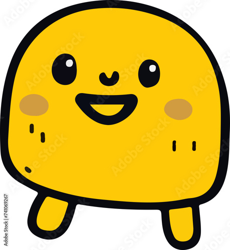 A playful and cute cartoon monster with a wavy outline and a big, infectious smile, perfect for children's themes.