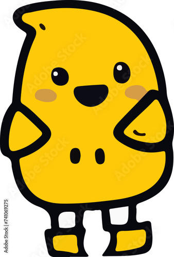 A playful and cute cartoon monster with a wavy outline and a big, infectious smile, perfect for children's themes.