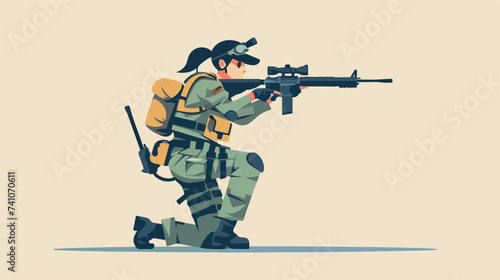 Woman soldier vector flat minimalistic isolated i
