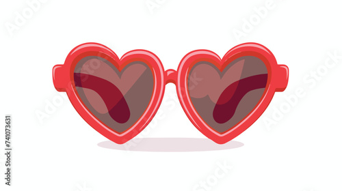 Groovy sunglasses eyeglasses icon. Red heart shap