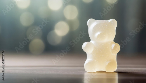 White gummy bear with bokeh background