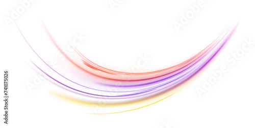 Database fast data transfer acceleration. Glow luminous glitter shimmer trail.  Abstract image of speed motion on the road. Light glowing effect png. Abstract motion lines. 