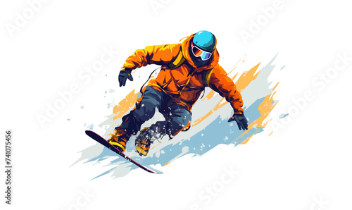 man snowboarding vector flat minimalistic isolated illustration