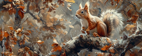 Playful Squirrels Darting Among The Branches Background