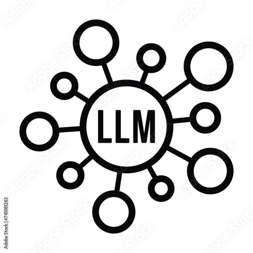 LLM or large language model with neural networks line art vector icon for apps and websites