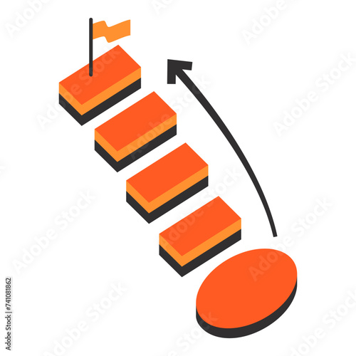 Business step up Staircase. Vector illustration in flat style with business goal theme. Editable vector illustration.