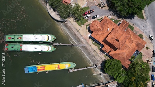 Lumut, Malaysia - February 16 2024: Aerial View of the Lumut Waterfront and Marina Island photo