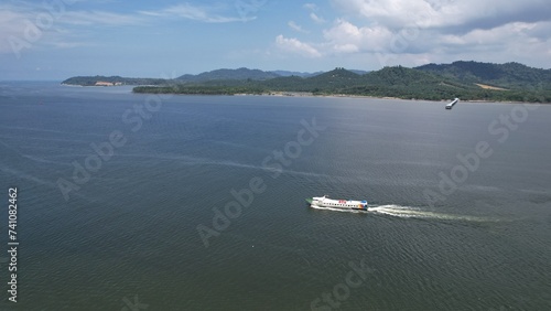 Lumut, Malaysia - February 16 2024: Aerial View of the Lumut Waterfront and Marina Island © Julius