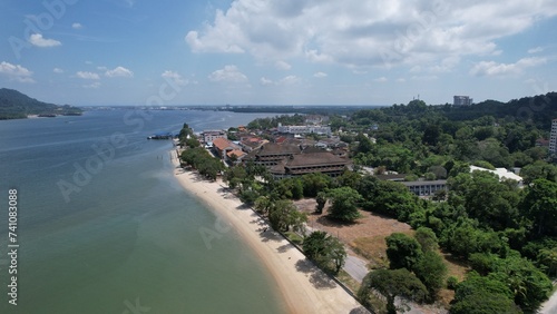 Lumut, Malaysia - February 16 2024: Aerial View of the Lumut Waterfront and Marina Island photo