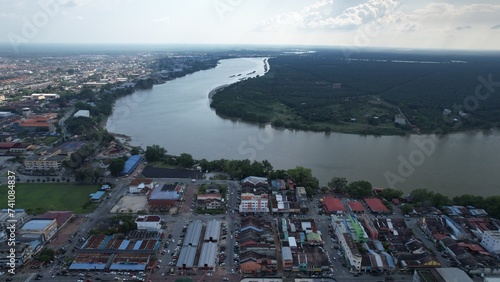 Teluk Intan, Malaysia - February 16 2024: Aerial View of the Leaning Tower of Teluk Intan photo