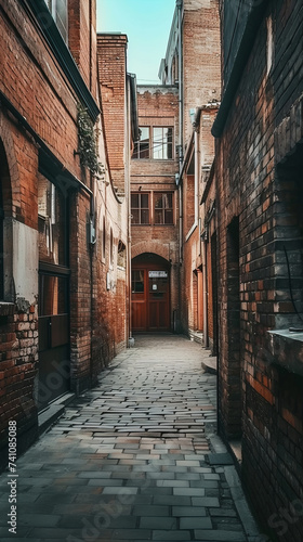 A quiet alleyway with old brick buildings Calmness atmospheric photo footage for TikTok, Instagram, Reels, Shorts © SappiStudio