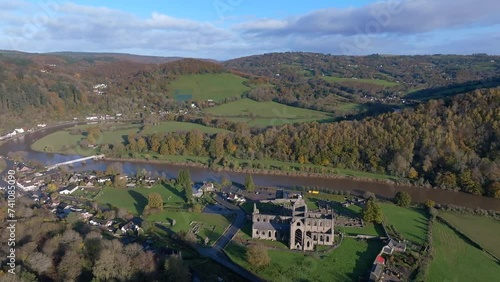 Aerial of Tintern Abbey, Tintern, Wye Valley, Monmouthshire, Wales, United Kingdom photo