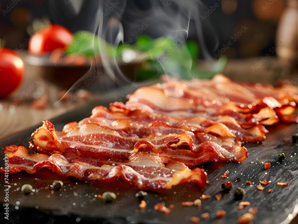 Delicious fried bacon - Food design theme