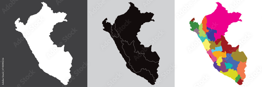 Peru map. Map of Peru in set