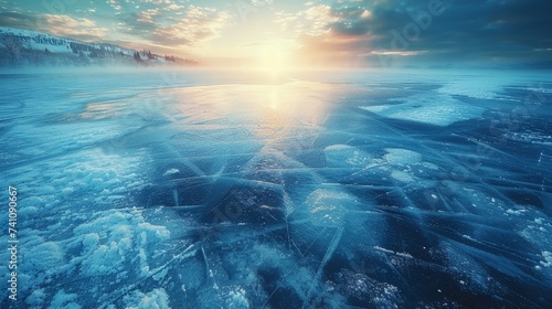 Crisp Dawn Over Frozen Expanse, The Artistry of Ice and Sun