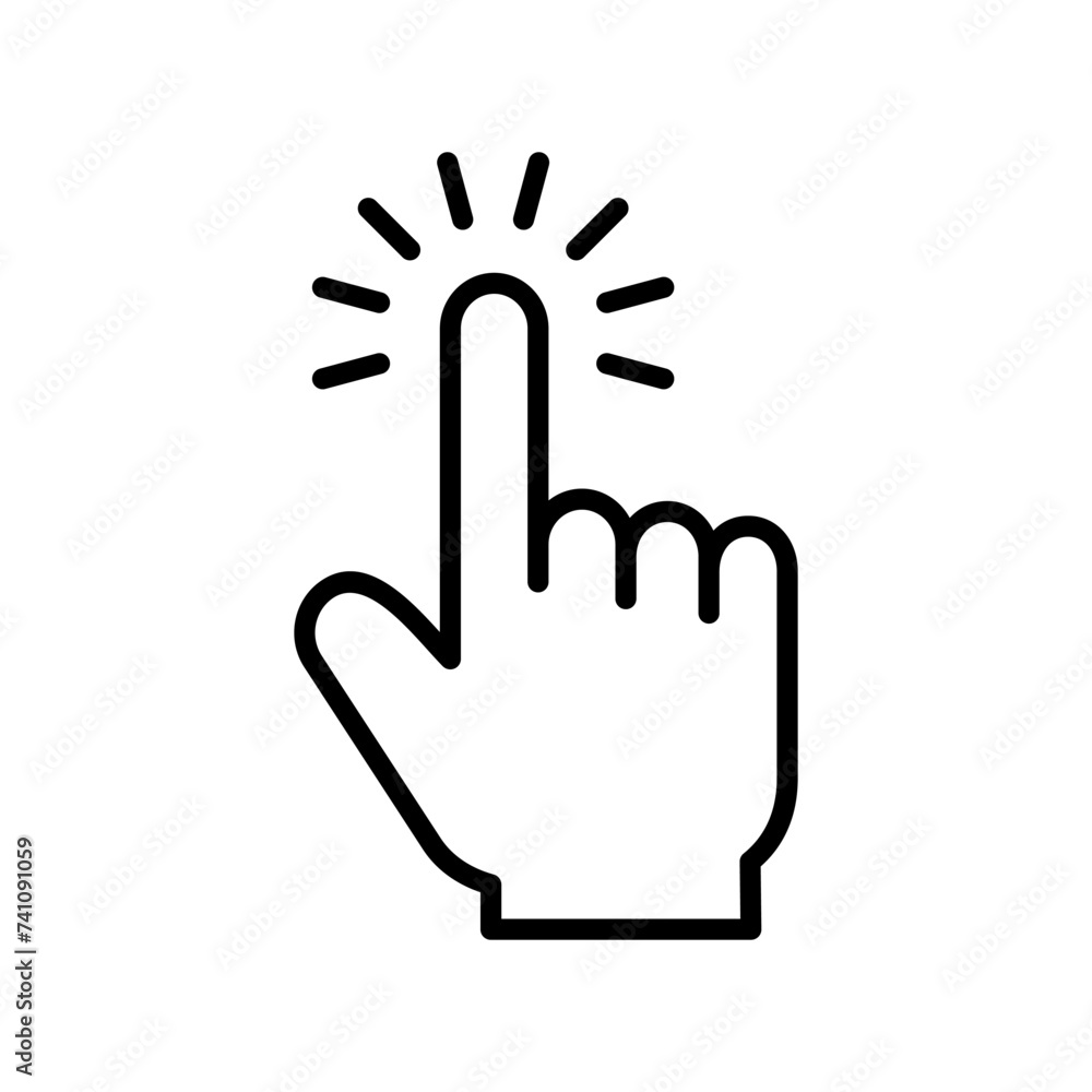 Hand click icon vector. pointer icon vector. hand cursor icon vector Hand click icon vector. pointer icon vector. hand cursor icon vector