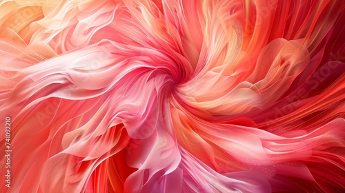 Blushing Swirls, A Flourish of Pink and Coral Fabric in Fluid Motion