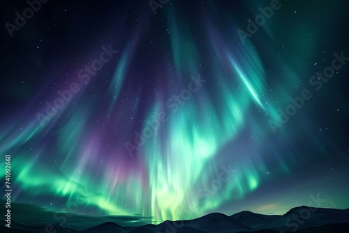 Aurora Borealis Dancing in the Sky, Northern Lights, celestial, night, colorful © asura