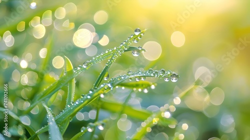 Dewy Morning Closeup with Water Droplets, nature, macro, freshness, wet