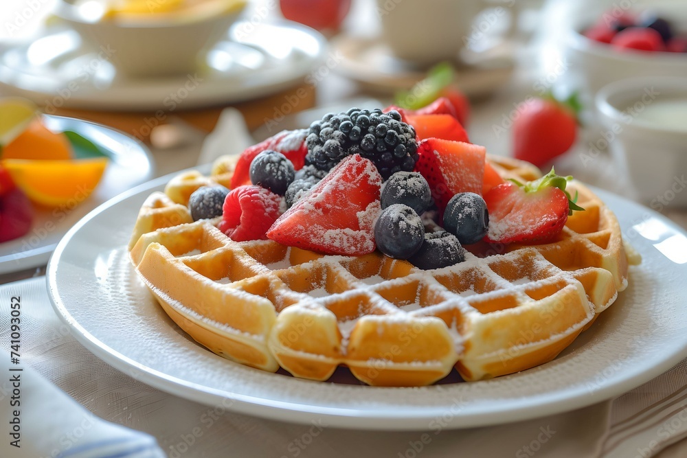 Morning Delicacy, freshly baked waffles, breakfast table, food, delicious Morning Delicacy, freshly baked waffles, breakfast table, food, delicious
