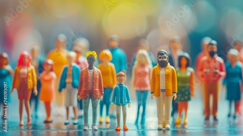 Diverse Miniature Society Shines in a Vivid Blurry World