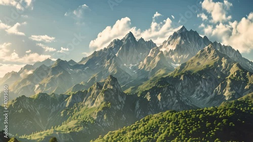 pemandangan panorama pegunungan melawan langit. 4k video photo