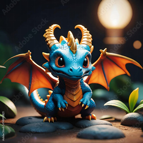 Cute little blue dragon 