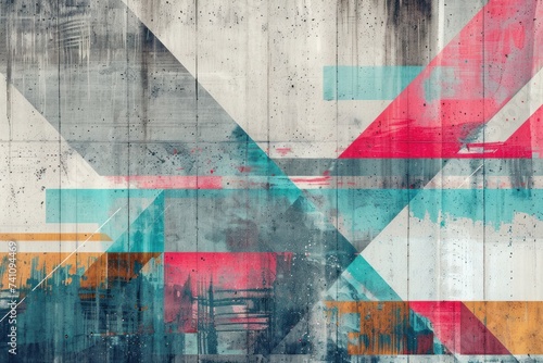 Dynamic Geometric Shapes on Textured Grunge Photo Wallpaper © GalleryGlider