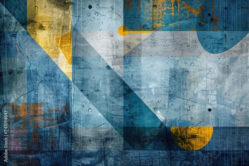 Dynamic Geometric Shapes on Textured Grunge Photo Wallpaper