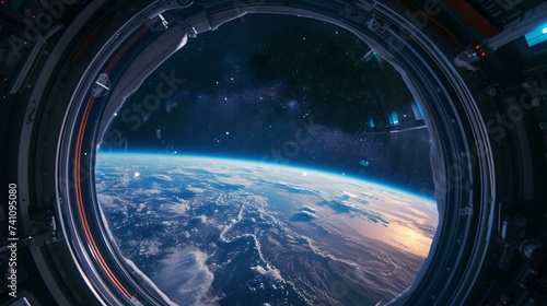 Earth View from Space Travel  spaceship window  scenery  perspective  breathtaking