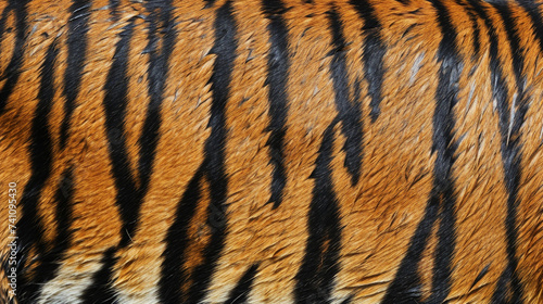 Background with a pattern of tiger stripes  tiger color. Tiger skin background . Generative Ai