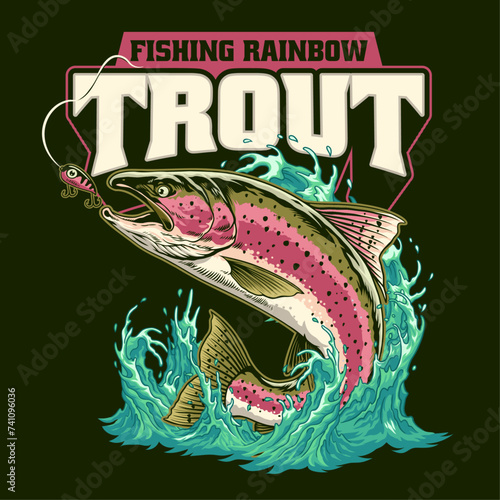 Rainbow Trout Fish Shirt Design Vintage