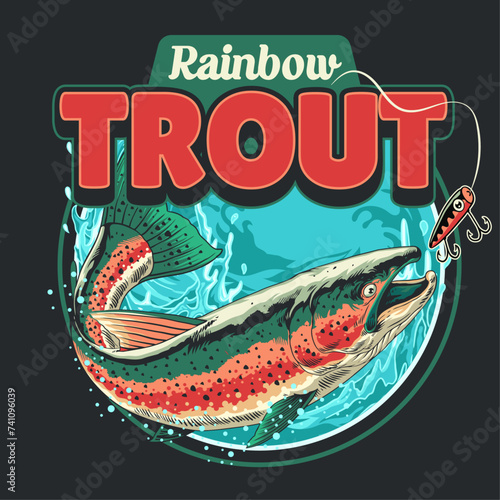 Rainbow Trout Fish T-Shirt Design Vintage