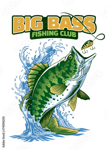 Shirt Design of Catching Big Bass Fish