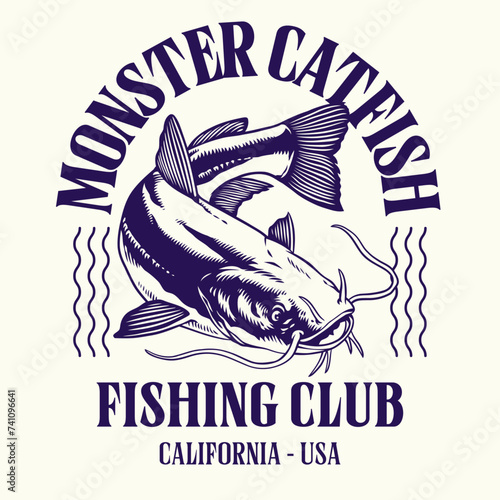 Vintage Shirt Design of Monster Catfish Fishing